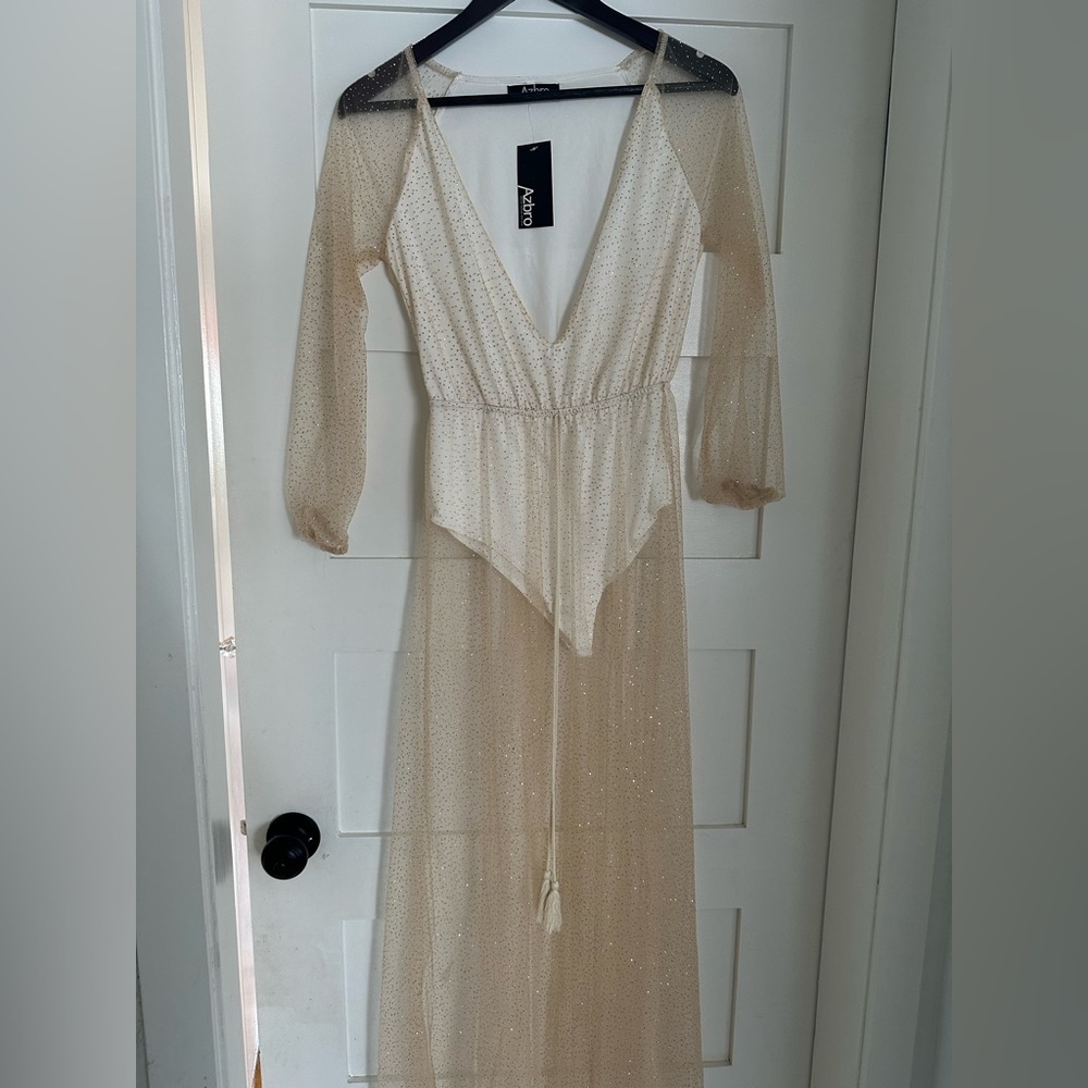Sheer sparkly dress with attached bodysuit